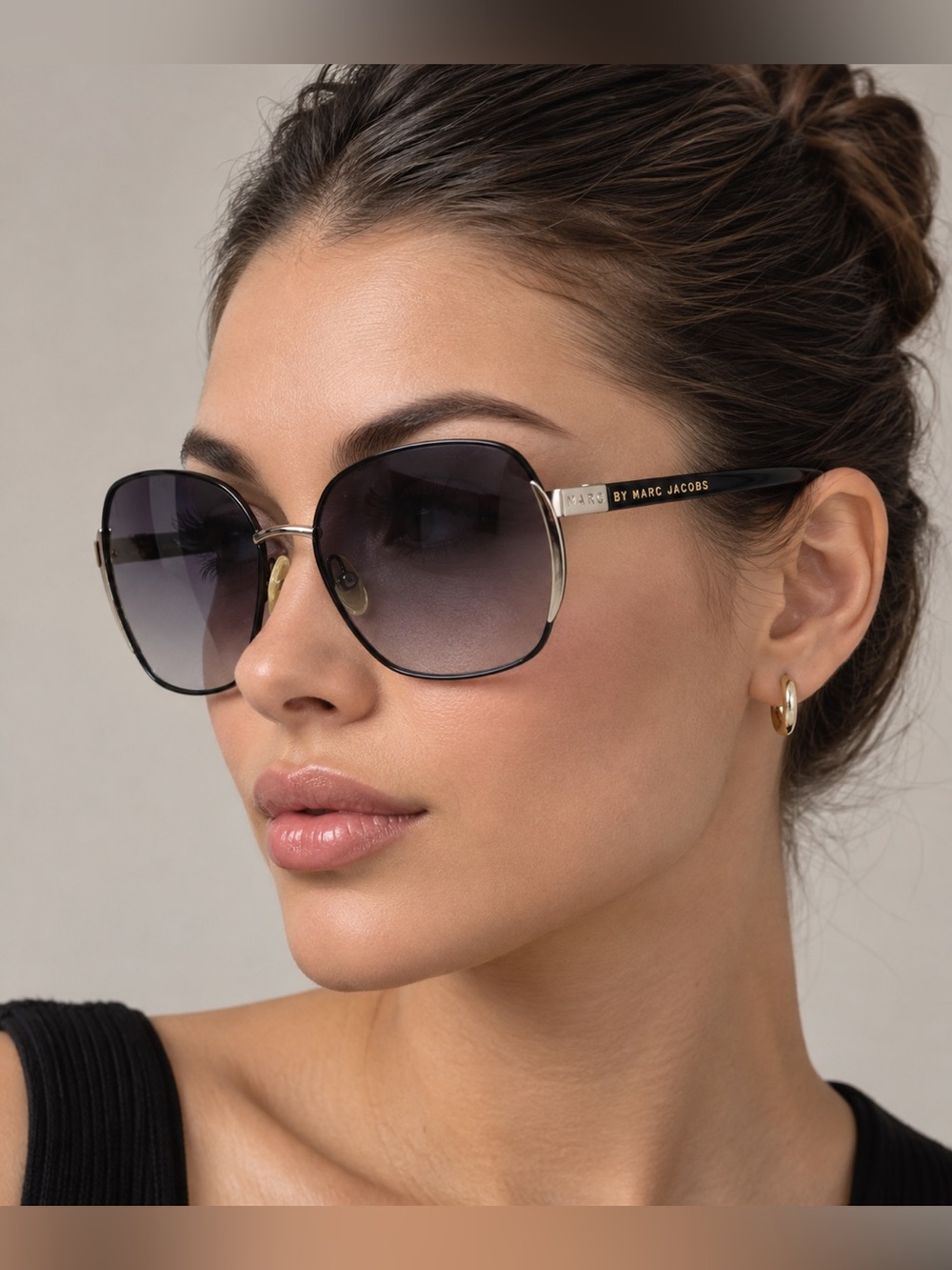 Marc Jacobs Black Sunglasses with Gold Accents